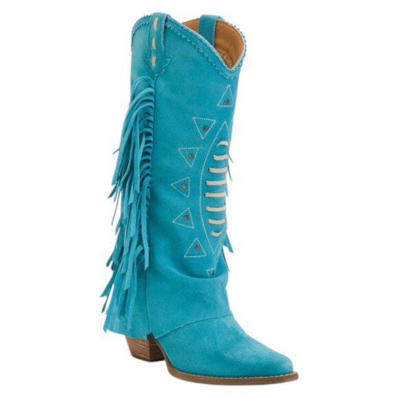DINGO Made In Mexico Suede Fringe Spirit Trail Boots - Picture 1 of 3